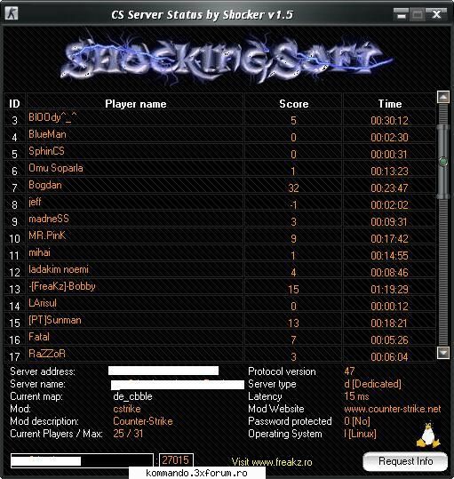 counter strike server status shocker program facut shocker care puteti afla diverse informatii